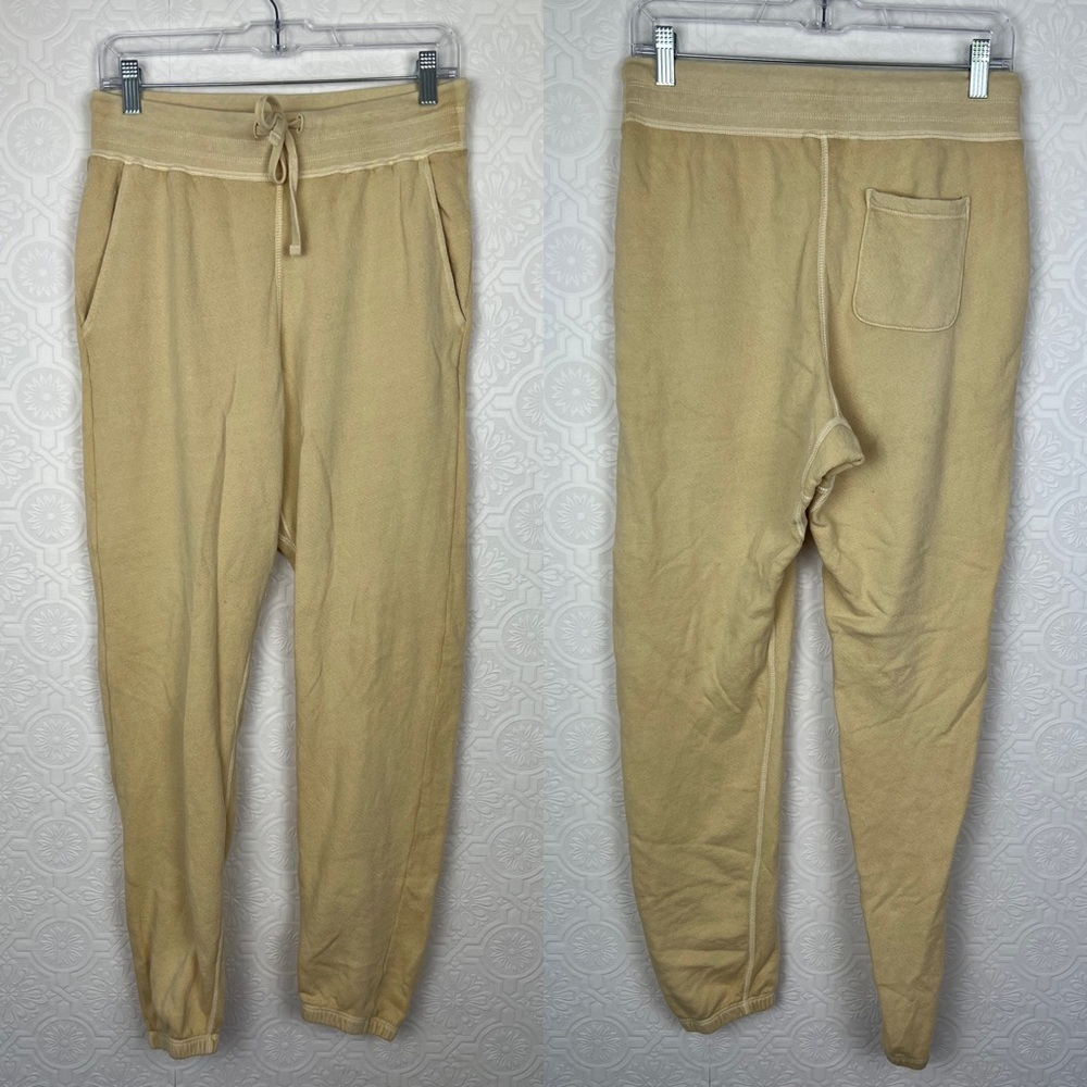Unsubscribed Fleece Jogger Pale Yellow Pastel Tan Sweatpants Small High Waist‎
